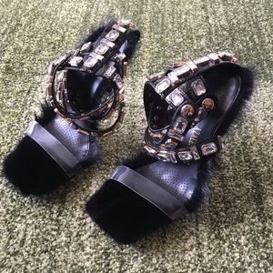 Fur and Jeweled Heels